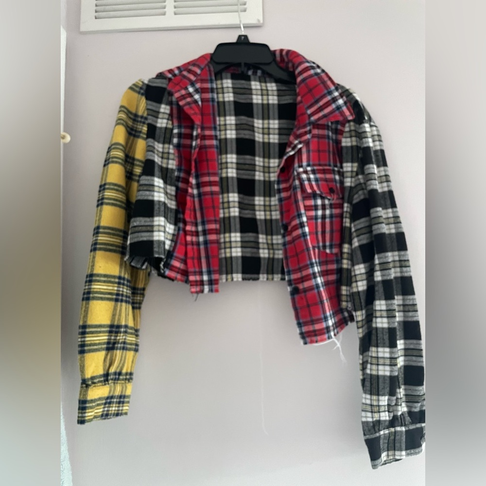 cropped ripped flannel